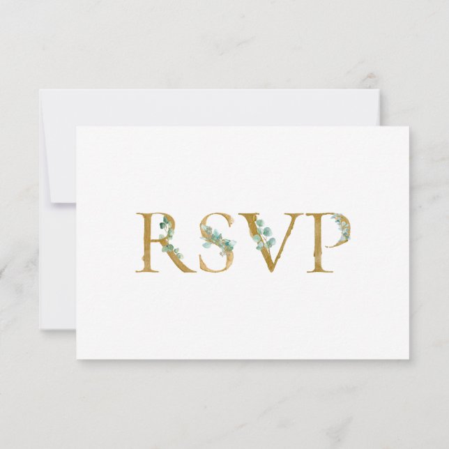 Elegant Eucalyptus Greenerity Black Script Wedding RSVP Karte (Rückseite)
