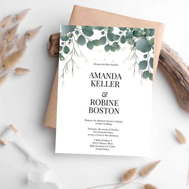 Elegant Eucalyptus Greenerity Einladung zur Hochze (Von Creator hochgeladen)
