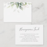 Elegant Eucalyptus Greenerity Gold Honeymoon Fund Begleitkarte<br><div class="desc">Schöne Hochzeitsflitterwochen-Fondskarten mit Aquarelleukalyptus und goldenen Blätter. Ideal für Hochzeiten im Frühling und im Sommer.</div>