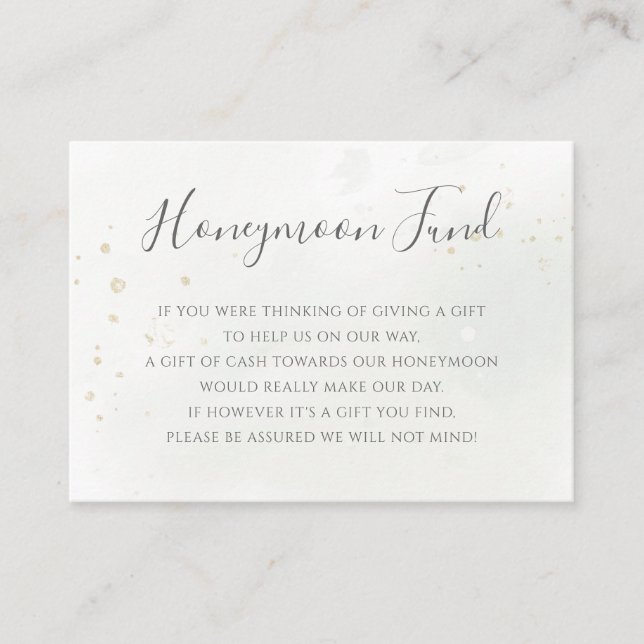Elegant Eucalyptus Greenerity Gold Honeymoon Fund Begleitkarte (Vorderseite)