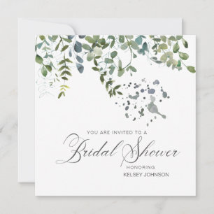 Elegant Eucalyptus Greenerity Script-Brautparty Einladung