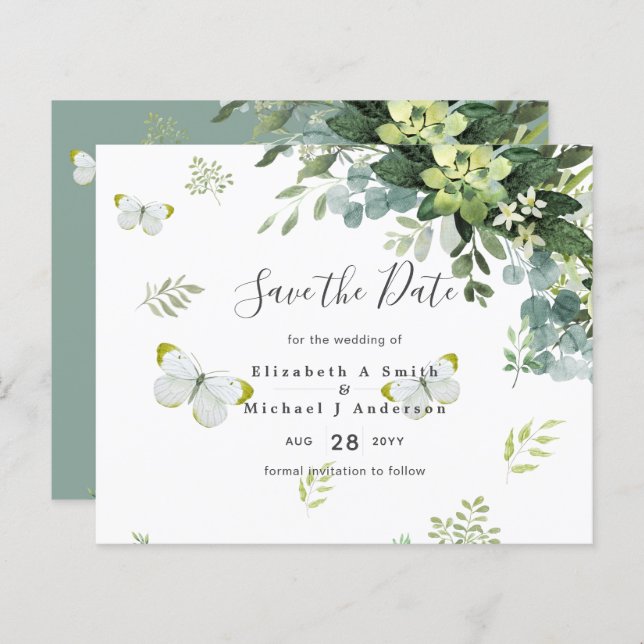 Elegant Eucalyptus Greenerity Wedding Rett Dates (Vorne/Hinten)