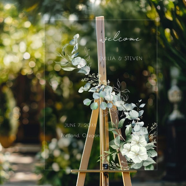 Elegant Eucalyptus Greenerity Willkommen Acrylschild (Von Creator hochgeladen)