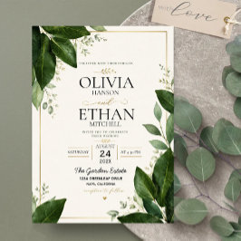 Elegant Eucalyptus Greenery and Gold Accents Einladung