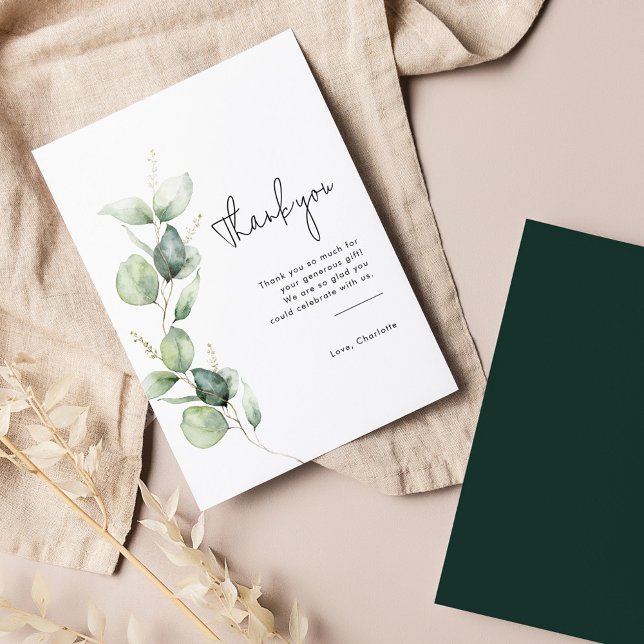 Elegant Eucalyptus Greenery Baby Shower Dankeskarte (Eucalyptus Greenery Baby Shower Thank You Card)