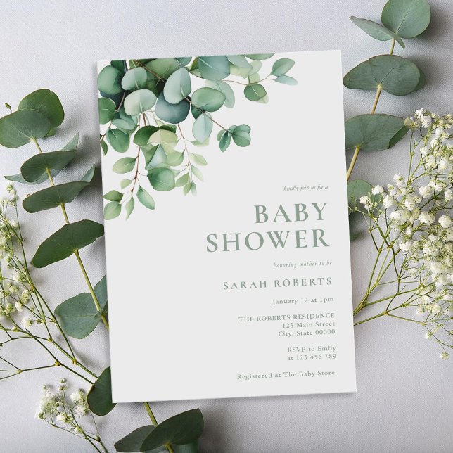Elegant Eucalyptus Greenery Baby Shower Einladung (Von Creator hochgeladen)