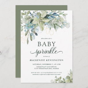 Elegant Eucalyptus Greenery Baby Sprinkle Einladung