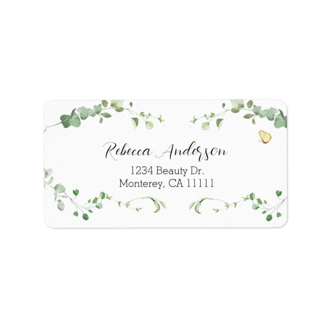 Elegant Eucalyptus Greenery Bridal Adressaufkleber (Vorne)