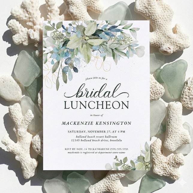 Elegant Eucalyptus Greenery Bridal Luncheon Einladung (Von Creator hochgeladen)