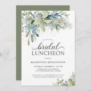 Elegant Eucalyptus Greenery Bridal Luncheon Einladung
