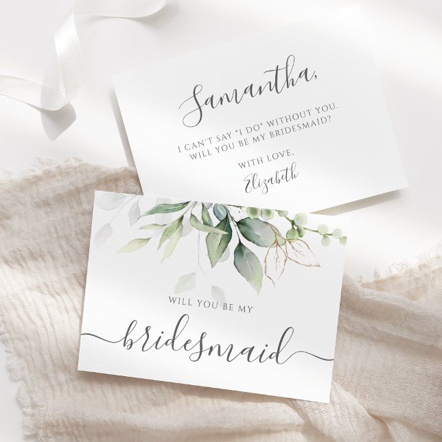 Elegant Eucalyptus Greenery Bridesmaid Vorschlag Einladung (Von Creator hochgeladen)