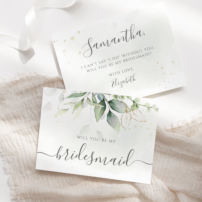 Elegant Eucalyptus Greenery Bridesmaid Vorschlag Einladung (Von Creator hochgeladen)