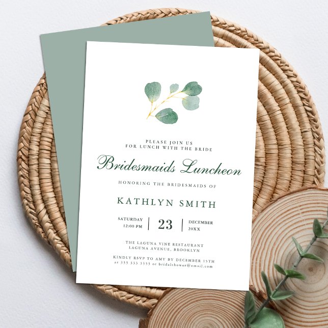 Elegant Eucalyptus Greenery Bridesmaids Luncheon Einladung (Von Creator hochgeladen)
