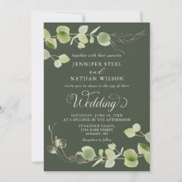 Elegant Eucalyptus Greenery Double-Sided Wedding Einladung