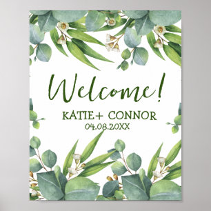 Elegant Eucalyptus Greenery Gefallen Willkommensga Poster