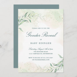 Elegant Eucalyptus Greenery Gender Reveal Einladung