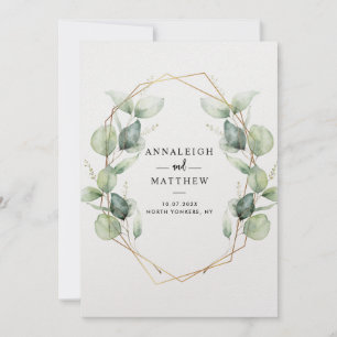Elegant Eucalyptus Greenery Geometric Wedding Einladung