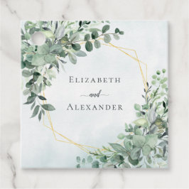 Elegant Eucalyptus Greenery Gold Geometric Wedding Geschenkanhänger