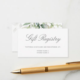 Elegant Eucalyptus Greenery Gold Gift Registry Begleitkarte