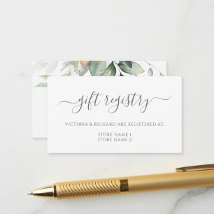 Elegant Eucalyptus Greenery Gold Gift Registry Begleitkarte