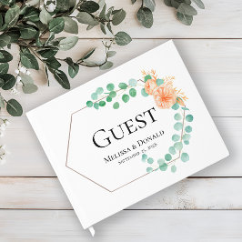 Elegant Eucalyptus Greenery Peach Floral Wedding Gästebuch