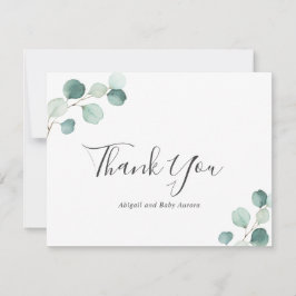 Elegant Eucalyptus Greenery Rustic Baby Shower Dankeskarte