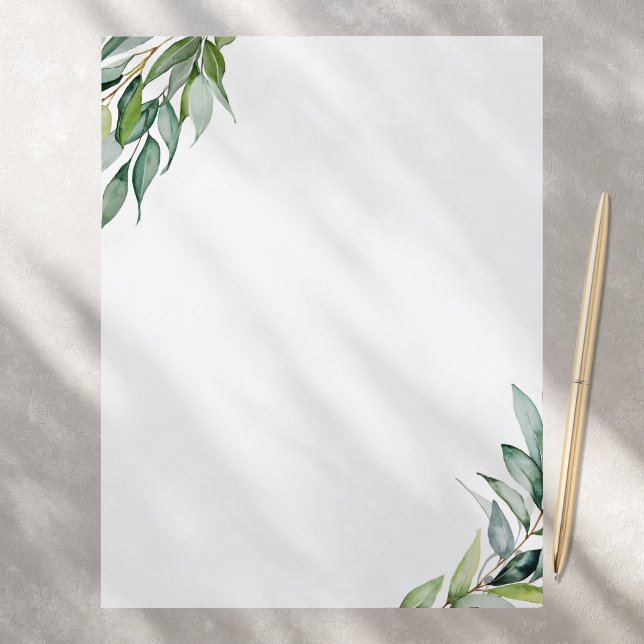 Elegant Eucalyptus Greenery Stationery Paper (Von Creator hochgeladen)