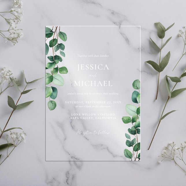 Elegant Eucalyptus Greenery Wedding Acryleinladungen (Von Creator hochgeladen)