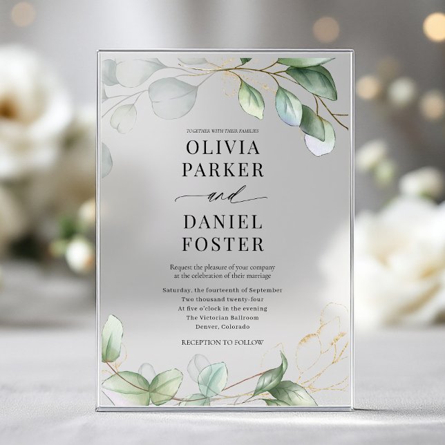 Elegant Eucalyptus Greenery Wedding Acryleinladungen (Von Creator hochgeladen)