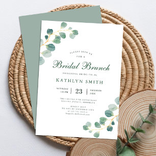 Elegant Eucalyptus Greenery Wedding Bridal Brunch Einladung