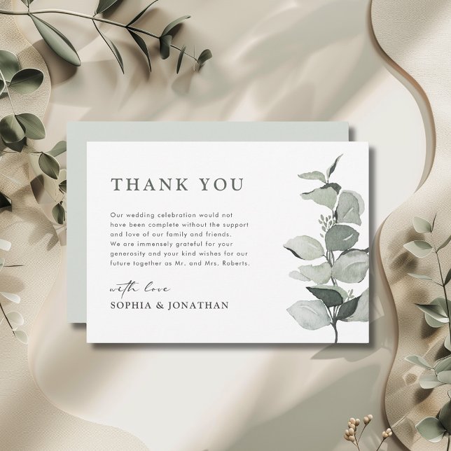 Elegant Eucalyptus Greenery Wedding Dankeskarte (Elegant Eucalyptus Wedding Thank You Card)