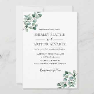 Elegant Eucalyptus Greenery Wedding Einladung
