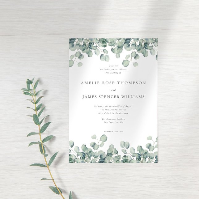 Elegant Eucalyptus Greenery Wedding Einladung (Von Creator hochgeladen)