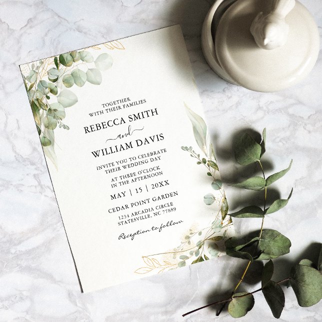 Elegant Eucalyptus Greenery Wedding Einladung (Our elegant Eucalyptus Invitation sets the tone for a sophisticated and memorable celebration.)
