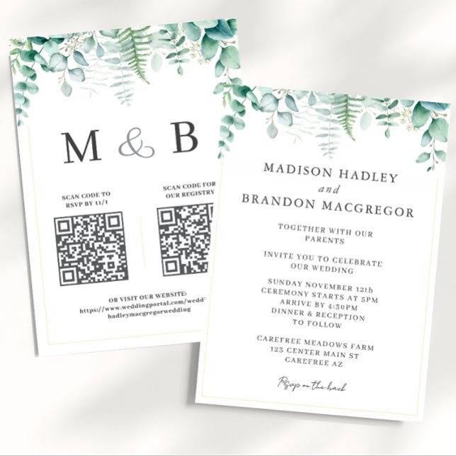 Elegant Eucalyptus Greenery Wedding Einladung (Von Creator hochgeladen)