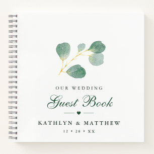 Elegant Eucalyptus Greenery Wedding Gästebuch Notizbuch