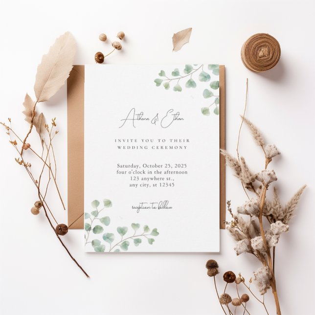 Elegant Eucalyptus Greenery Wedding Invitation Einladung (Von Creator hochgeladen)
