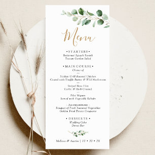 Elegant Eucalyptus Greenery Wedding Menükarte