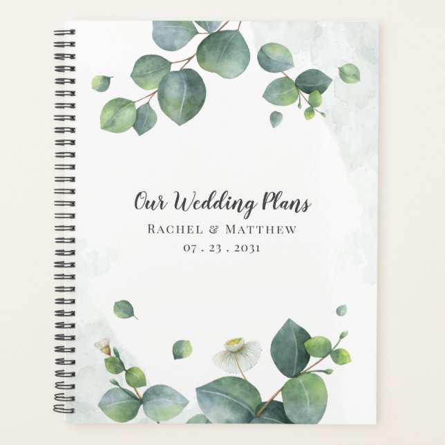 Elegant Eucalyptus Greenery Wedding Planer (Vorderseite)