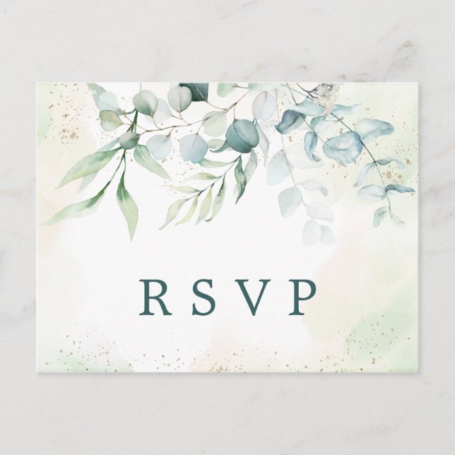Elegant Eucalyptus Greenery Wedding RSVP Einladungspostkarte (Vorderseite)