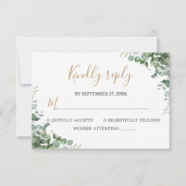 Elegant Eucalyptus Greenery Wedding RSVP Karte