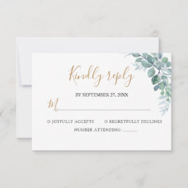 Elegant Eucalyptus Greenery Wedding RSVP Karte