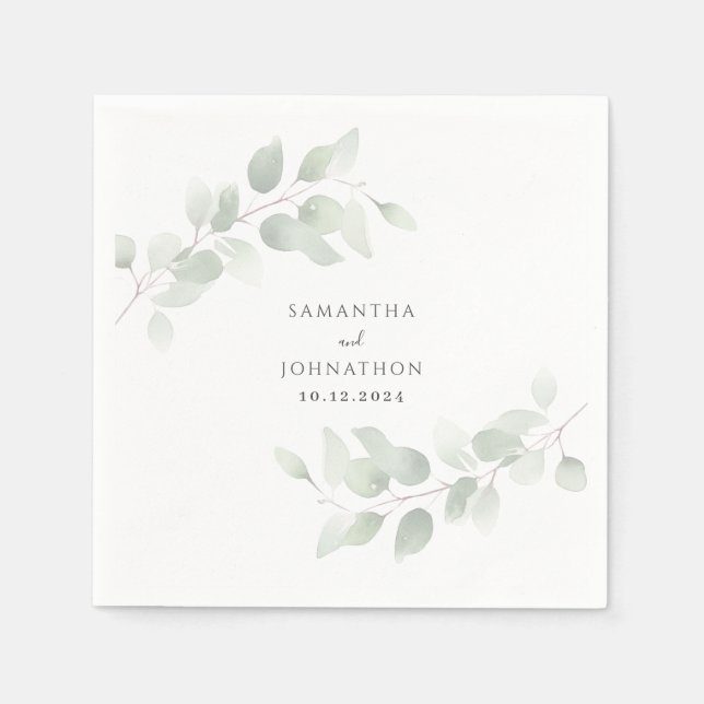 Elegant Eucalyptus Greenery Wedding Serviette (Vorderseite)