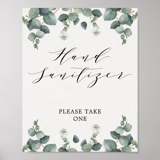 Elegant Eucalyptus Hand Sanitizer-Zeichen Poster (Vorne)