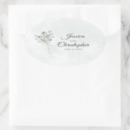 Elegant Eucalyptus & Lavender Bouquet Wedding Ovaler Aufkleber