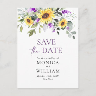 Elegant Eucalyptus Lavender Wedding Save the Date Postkarte