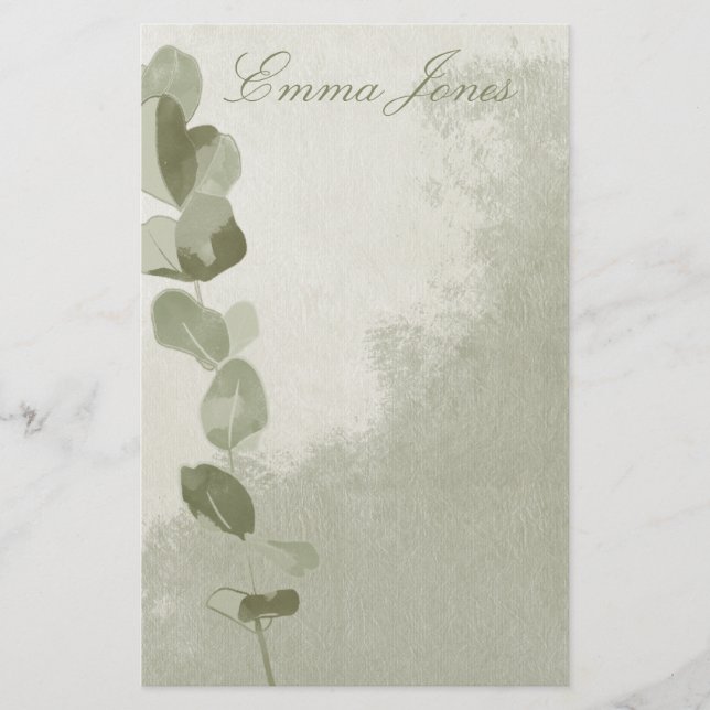 Elegant Eucalyptus Leaf Briefpapier (Vorderseite)