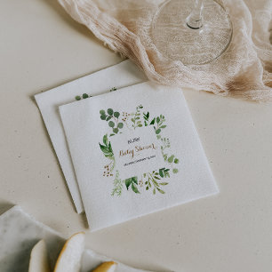 Elegant Eucalyptus Leaf Greenery Baby Shower Serviette