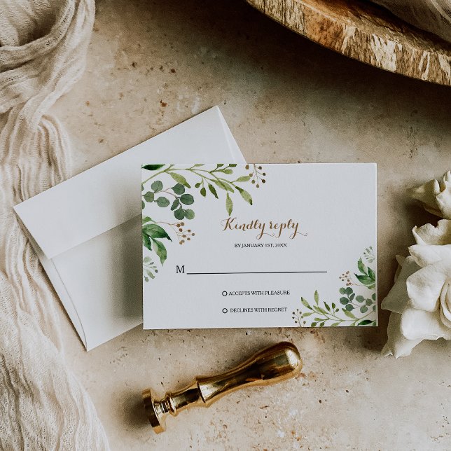 Elegant Eucalyptus Leaf Greenery Rsvp Card (Von Creator hochgeladen)