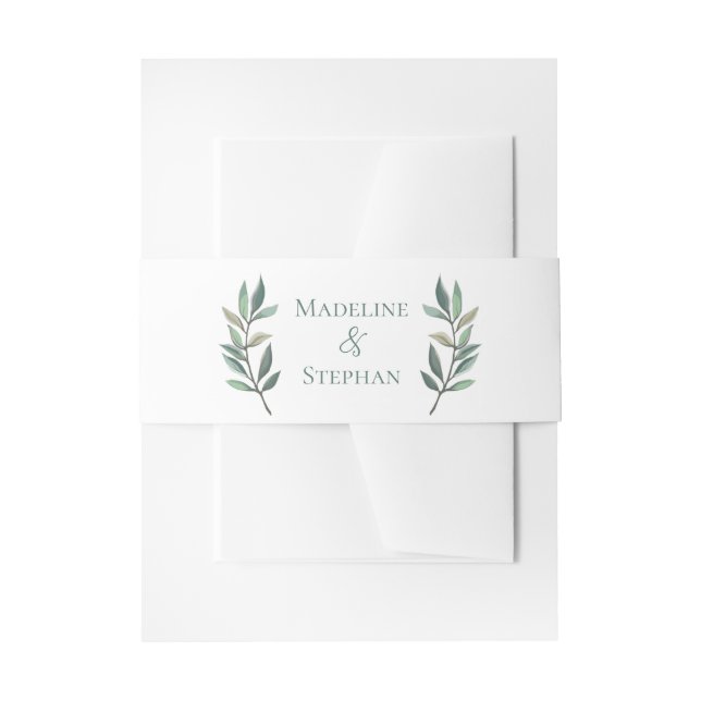 Elegant Eucalyptus Leaf Personalisiert Wedding Einladungsbanderole (Vorderseite Beispiel)